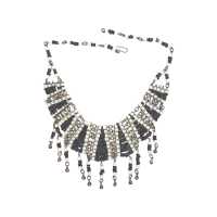 Modeschmuck Keramik Kette in Schwarz Weiß